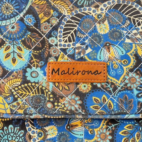 Malirona Canvas Floral Handbag Multi Pockets Women's High Quality Tote Blue - Picture 3 of 16